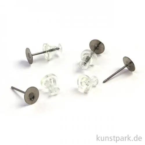 Ohrstecker mit Platte und Clutch, 6mm, 4 Stück Gleich Bestellen