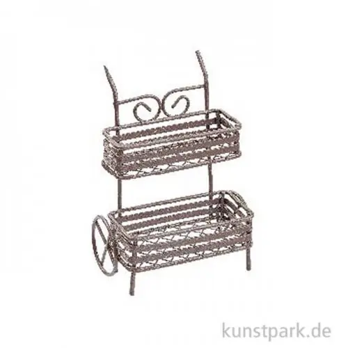 Schneller Versand Miniatur Blumenbank, Braun, Metall, 8 cm