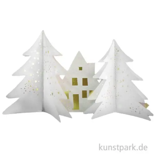 Limited Edition Good old friends - Winterlandschaft aus Papier, Haus