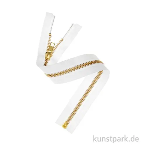 Reißverschluss, Metall, Gold, Offwhite, 5 mm, 30 cm Wochenendangebot