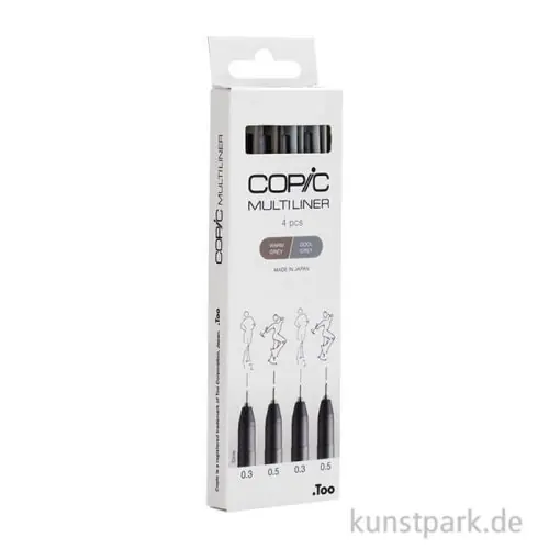 COPIC Multiliner Set - Grautöne, 2 Strichstärken, 0,3-0,5 mm Schneller Versand