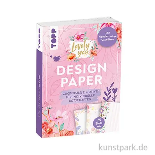 Heißes Angebot Handlettering Design Paper Block Lovely You A6, Topp Verlag