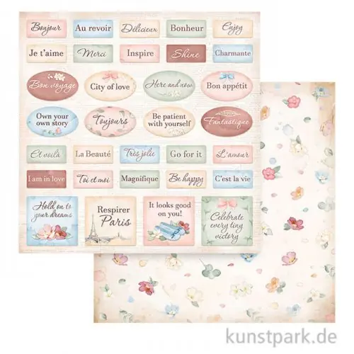 Original Stamperia Scrappapier - Create Happiness Oh la la Labels, 30,5 cm