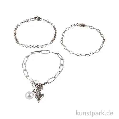 Geld-Zurück-Garantie Schmuck Bastelset Armbänder Click + Match, Silber