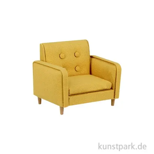Miniatur Sessel, Ocker, 8 x 6 x 7 cm Handgefertigt