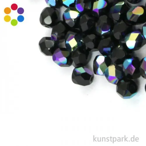 Glas Schliffperlen irisierend - 4 mm - 100 Stück Sonderaktion