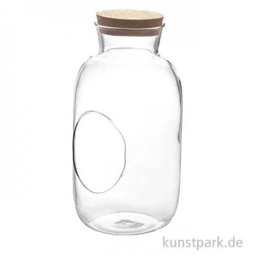 Glasflasche mit Öffnung + Korkdeckel, Durchmesser 12 cm, Höhe 23 cm Preiswert