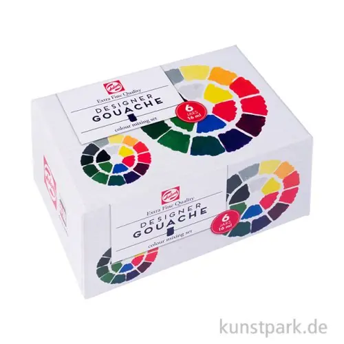 Must-Have Talens Gouache Set Extra Fine - Primärfarben, 6 x 16 ml Gläsern