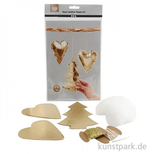 Weihnachtsanhänger aus Lederpapier - Gold, 3 Designs Must-Have