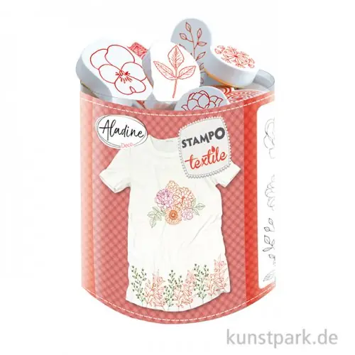 Weltweiter Versand IZINK Pigment Textil Stempel, 19er Set + Stempelkissen, Blumen