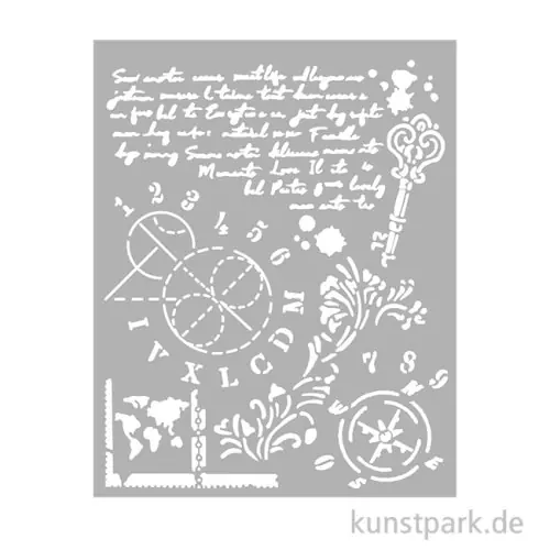 Stamperia Schablone - Alterego Key and Numbers, 20 x 25 cm Sonderaktion