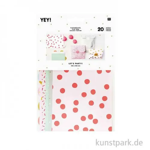 Ab Werk Flachbeutel mit Sticker - Rosa, klein