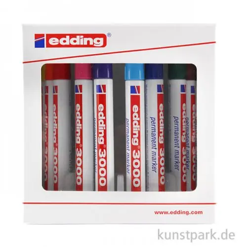 Top-Qualität edding 3000 Permanent-Marker Set, Box mit 10 Farben