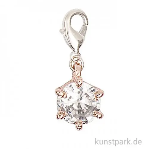 Anhänger Glasschliffstein gefasst - Roségold Original