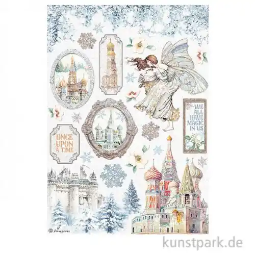 Rabatt Stamperia Reispapier - Winter Tales Sastle, DIN A4