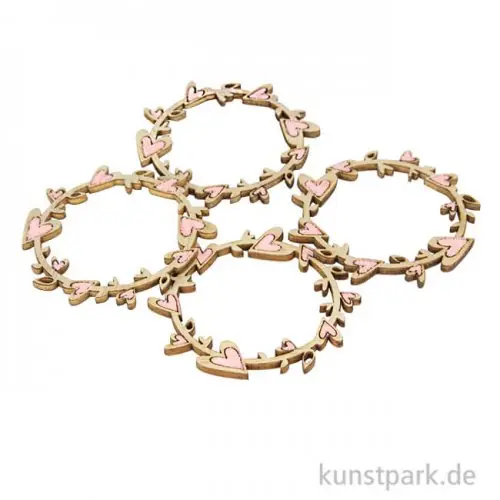 Holz Streuteile - Kranz mit Herzen, Durchmesser 5,7 cm, 4 Stück Markenprodukt
