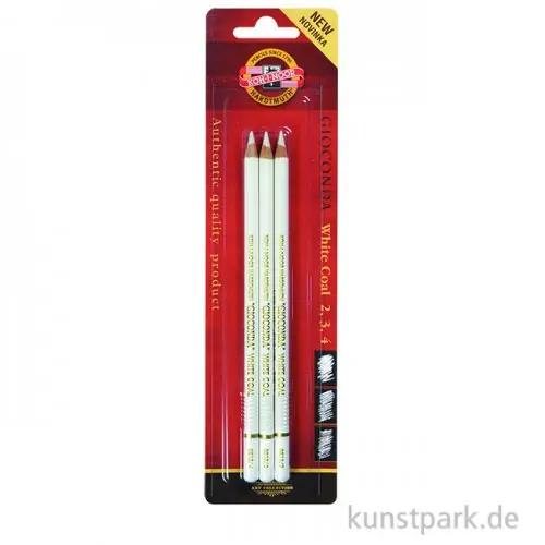 Koh-I-Noor Kohlestifte Set - Weiße Reißkohle in 3 Härtegraden Garantierte Lieferung