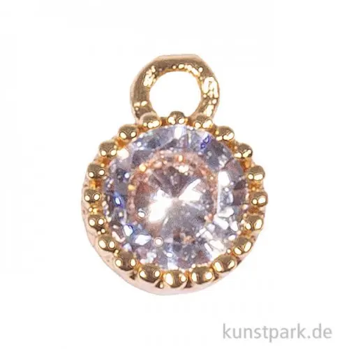 Mini-Strassanhänger mit goldenem Metall - Rund, 2 Stück Limited Edition