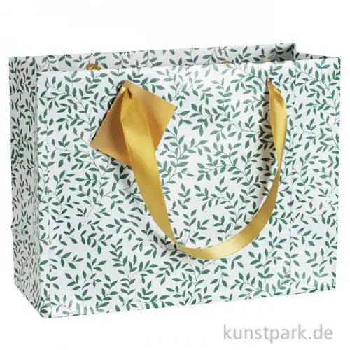 Ausverkauf Geschenktasche Premium Smaragd mit Anhänger, 32 x 24,5 cm