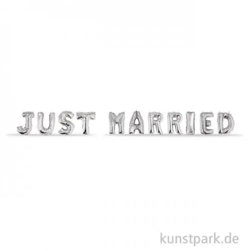 Folienballons JUST MARRIED - Silber, 40 cm, 11 Stück sortiert Mega-Angebot