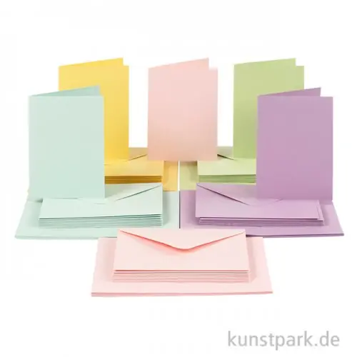 Im Trend Karten und Kuverts - Pastellfarben, 10,5 x 15 cm, 50 Sets