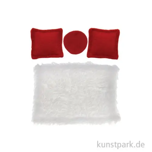 Top-Qualität Miniatur Teppich + Kissen, Wohnzimmer Set, Rot-Weiß, 4-teilig
