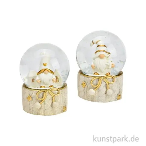 Großhandel Schneekugel Wichtel, Poly, Gold, Sortiert, 6 x 9 x 6 cm