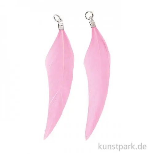 Anhänger Federn - Neon Pink, 2er Set Aktuell