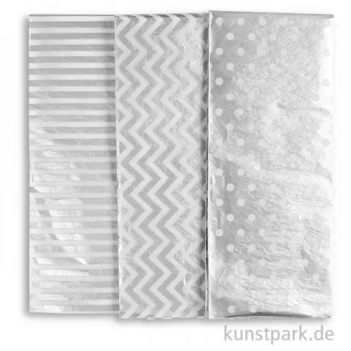 Seidenpapier, 50x70 cm, 17 g, 6 Blatt - Silber Mix Sonderaktion
