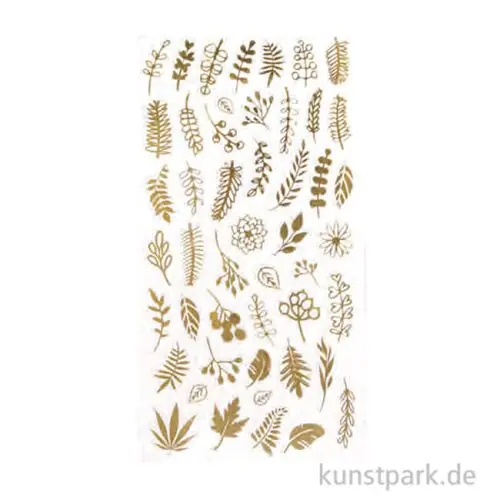 Mengenrabatt Sticker Transparent mit Gold Folie, Blätter