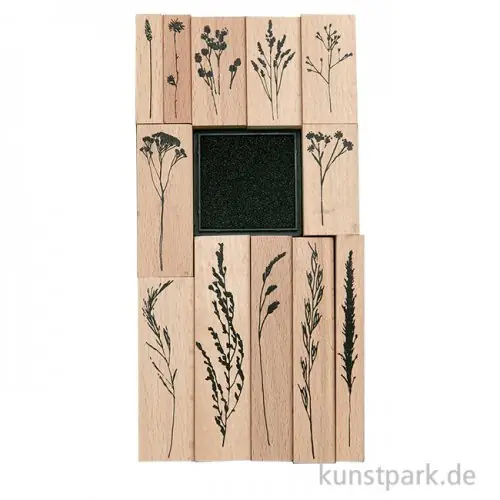 Rabatt Stempelset - Transformation Gräser mit 12 Stempeln und Stempelkissen