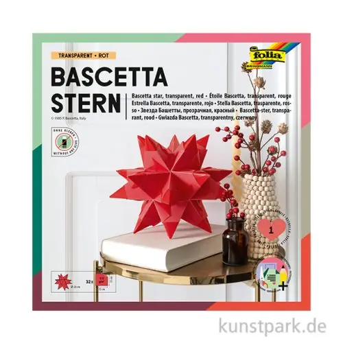 Begrenztes Angebot Bascetta-Stern Bastelset, 115g, 15x15 cm - rot