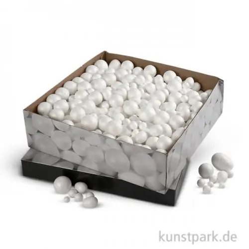 Kostenloser Versand Styropor - Kugeln und Eier, Größe 1,5-6,1 cm, 550 sortiert