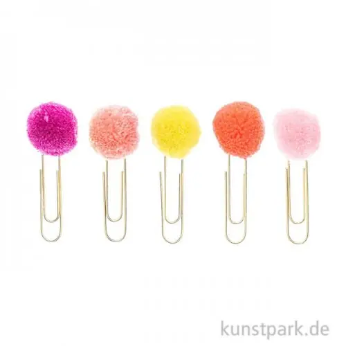 Büroklammern mit Pompons - Frühling, 5 Stück Wochenendangebot