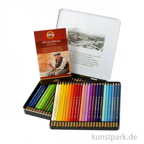 Koh-I-Noor MONDELUZ Aquarellstifte, 48 Stifte im Metalletui Weltweiter Versand