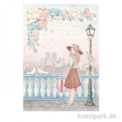 Preisknaller Stamperia Reispapier - Create Happiness Oh la la Girl Suitcase, DIN A4