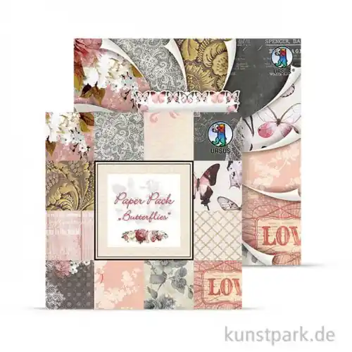 Paper Pack - Butterflies, 24 Blatt, 190 g Zertifiziert