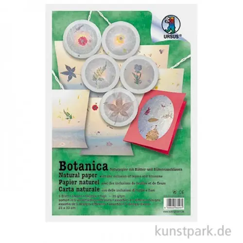 Handgefertigt Blütenpapiere - Botanica, 23 x 33 cm, 5 Blatt, 35g
