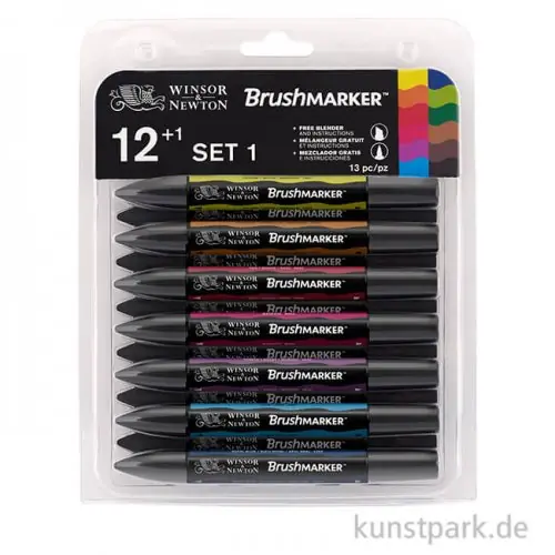 Winsor & Newton Brush Marker Lebendige Töne, 12 Stifte im Set Billig