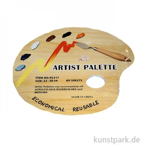 Abreißpalette - Basic, Oval mit Griffloch, 40 Blatt, 30 cm x 25 cm Top-Angebot
