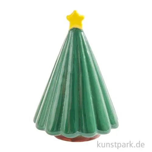 Versand Am Gleichen Tag Porzellan Figur - Tanne mit Stern, Grün, 5,6 x 3,8 x 3,8 cm
