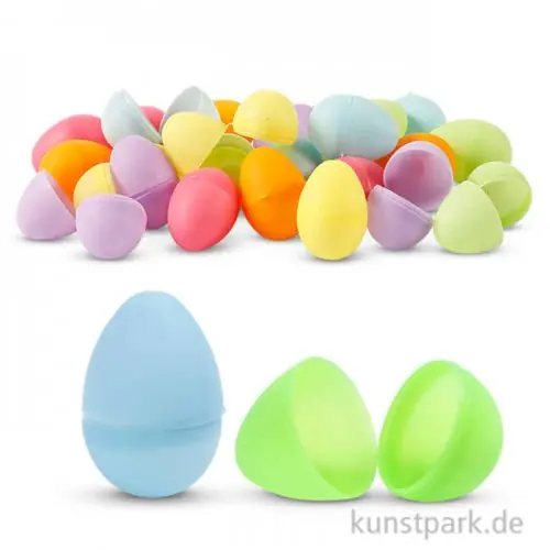 Plastikeier zum Befüllen, 4,5 cm, 24 Stück in Pastellfarben Abverkauf