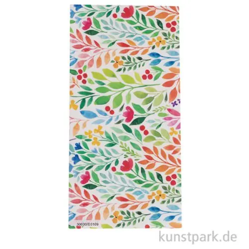 Wachsfolie Blumenwiese, Bunt, 20 x 10 cm Neue Ware