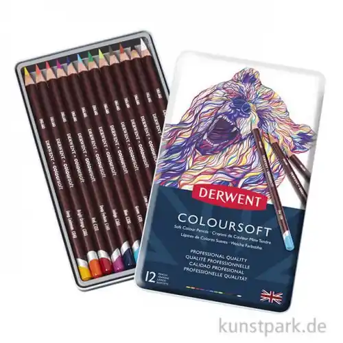 Derwent COLOURSOFT, 12 weiche Farbstifte im Metalletui Weltweiter Versand