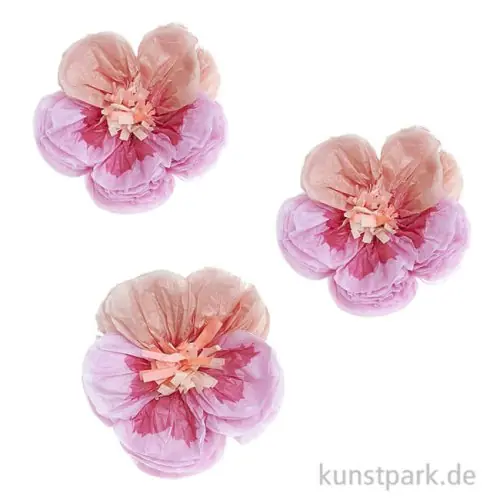 Kostenloser Versand Seidenpapierblumen - Stiefmütterchen, Pink, 11 cm, 3 Stück