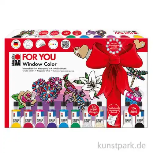 Preisreduziert Marabu Window Color Set - Fun & Fancy, For You, 10 x 80 ml