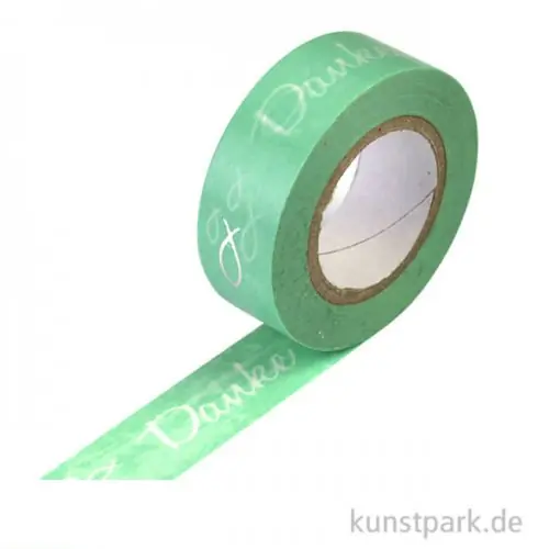 Abverkauf Motiv-Klebeband Washitape - Danke aqua, 15 mm, 10 m Rolle