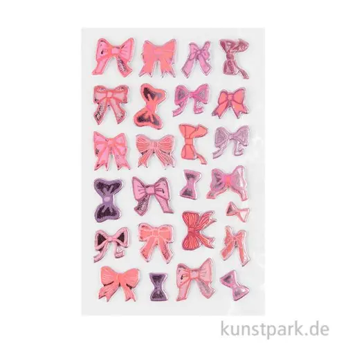 Abverkauf Puffy Sticker - La Vie en Rose, Schleifen, 25 Aufkleber
