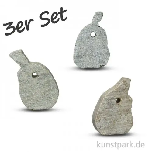 Top-Qualität Speckstein Anhänger - Birne, 3-er Set