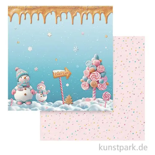 Stamperia Scrappapier - Candy Christmas Snowmen, 30,5 x 30,5 cm Preisknaller